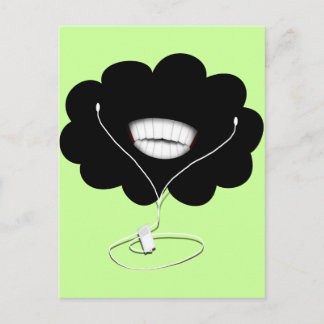 Happy Lächeln Schwarze Wolke mit Ohrknospen Postkarte