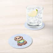 Happy Lächeln Sitzen entspannt Runder Pappuntersetzer (Vor Ort)