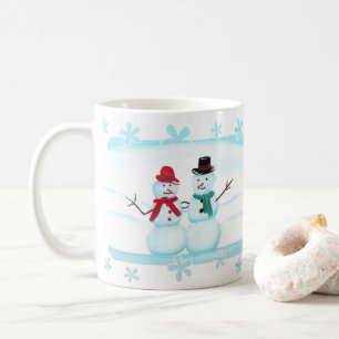 Happy Lächeln Snow Couple Waving Hi Tasse