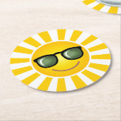 Happy Lächeln Sun Runder Pappuntersetzer (Angewinkelt)