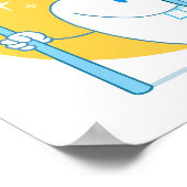 Happy lächelnd mit Zahnbürste und Schild (Ecke)