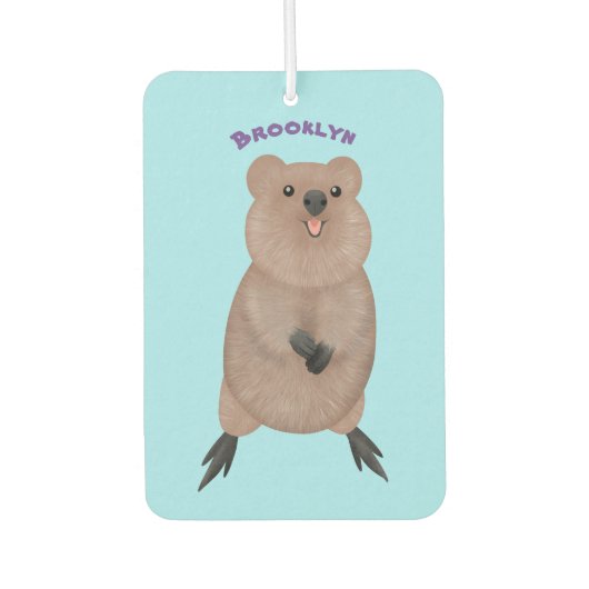 Happy lächelnd niedliche Quokka Cartoon Design Autolufterfrischer (Vorderseite)