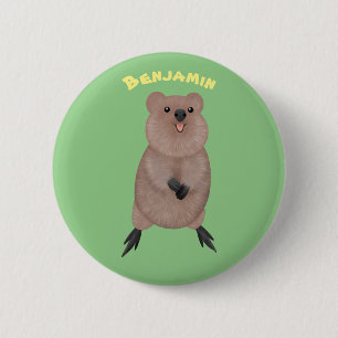 Happy lächelnd niedliche Quokka Cartoon Design Button