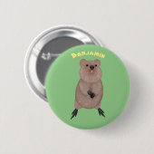 Happy lächelnd niedliche Quokka Cartoon Design Button (Vorne & Hinten)