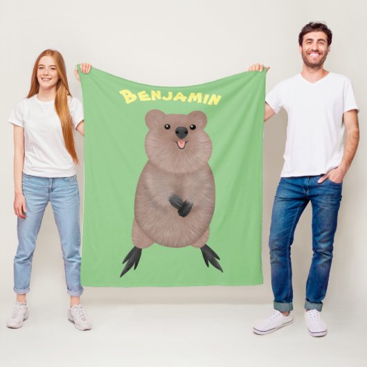 Happy lächelnd niedliche Quokka Cartoon Design Fleecedecke (Beispiel)