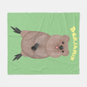 Happy lächelnd niedliche Quokka Cartoon Design Fleecedecke (Vorderseite (Horizontal))