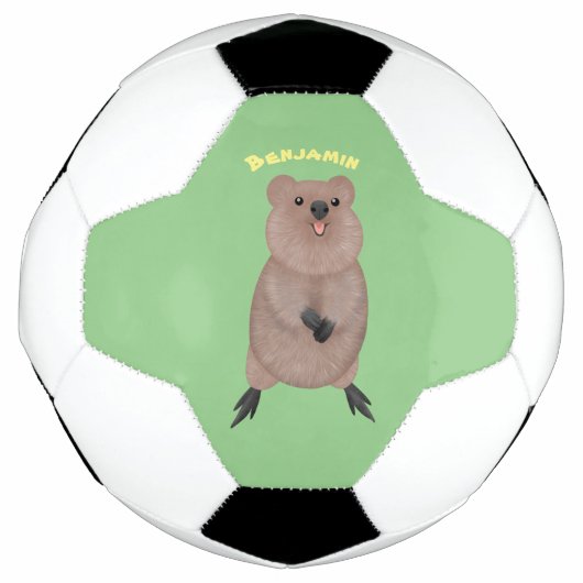 Happy lächelnd niedliche Quokka Cartoon Design Fußball (Vorderseite)