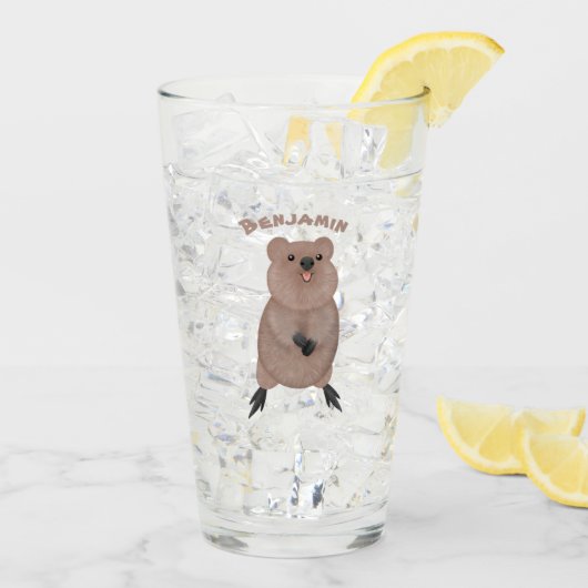 Happy lächelnd niedliche Quokka Cartoon Design Glas (Rückseite Ice)