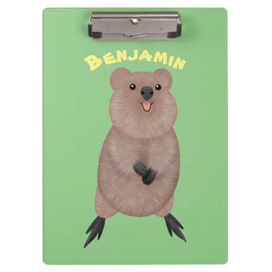 Happy lächelnd niedliche Quokka Cartoon Design Klemmbrett (Vorderseite)