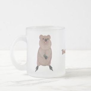 Happy lächelnd niedliche Quokka Cartoon Design Mattglastasse