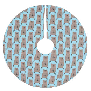 Happy lächelnd niedliche Quokka Cartoon Design Polyester Weihnachtsbaumdecke