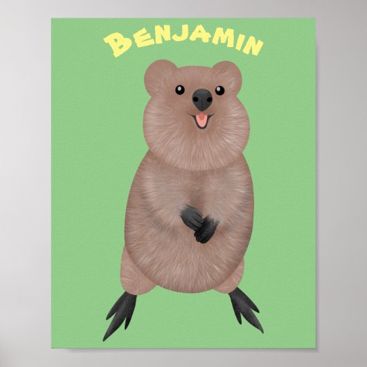 Happy lächelnd niedliche Quokka Cartoon Design Poster (Vorne)