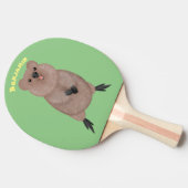 Happy lächelnd niedliche Quokka Cartoon Design Tischtennis Schläger (Seitenansicht)