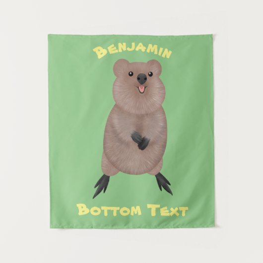 Happy lächelnd niedliche Quokka Cartoon Design Wandteppich (Vorderseite)