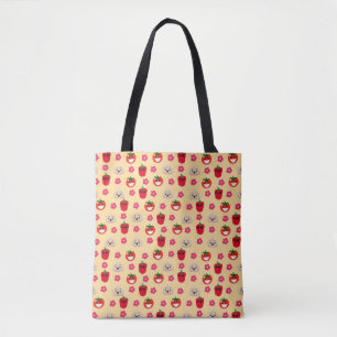 Happy lächelnd pflanzliches Hintergrundmuster Cart Tasche
