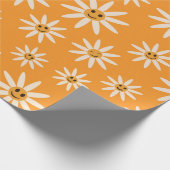 Happy lächelnd Retro-Weiße Blume Muster Geschenkpapier (Ecke)
