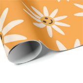 Happy lächelnd Retro-Weiße Blume Muster Geschenkpapier (Rolleneckpunkt)