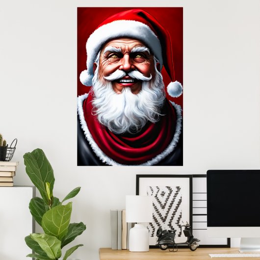 Happy lächelnd Weihnachtsmann | AI Art Poster (Heimbüro)