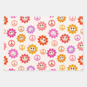 Happy Lächelnde Blume mit Friedenszeichen Geschenkpapier Set (Vorderseite 2)