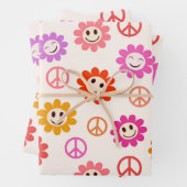 Happy Lächelnde Blume mit Friedenszeichen Geschenkpapier Set (Beispiel)
