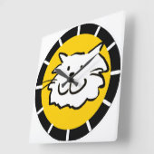 Happy lächelnde Katze als Spaß Cartoon Illustratio Quadratische Wanduhr (Winkel)