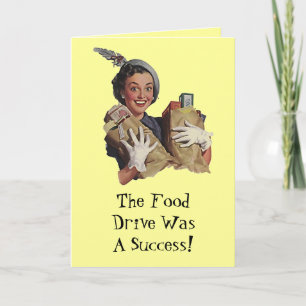 Happy Lady Food Drive Groceries Thank You Cards TY Dankeskarte