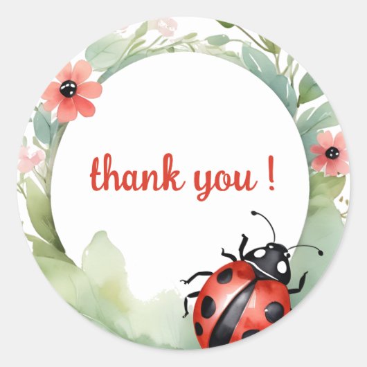 Happy Ladybug Birthday Danke Runder Aufkleber (Vorderseite)