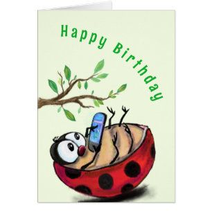 Happy Ladybug Funny Birthday Card