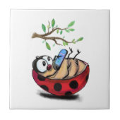 Happy Ladybug Funny Keramik Tile Fliese (Vorderseite)
