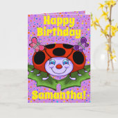 Happy Ladybug Geburtstagskarte Karte (Gelbe Blume)