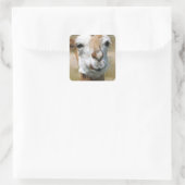 Happy Lama, Maleffekt Quadratischer Aufkleber (Tasche)
