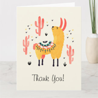 Happy Lama mit Kakteen Dankeskarte