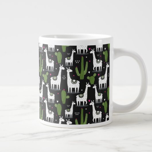 Happy Lama Pattern Jumbo-Tasse (Rechts)