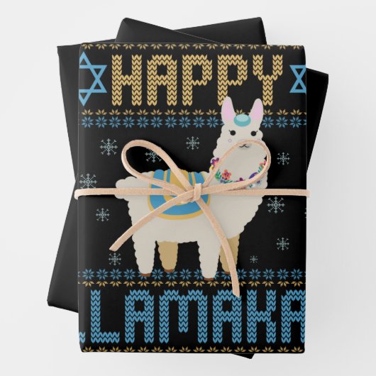 Happy Lamakah Funny Jewish Hanukkah Lama Geschenk Geschenkpapier Set (Beispiel)
