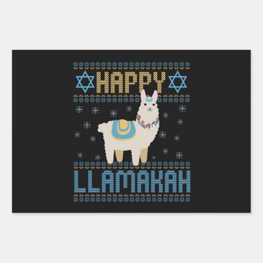 Happy Lamakah Funny Jewish Hanukkah Lama Geschenk Geschenkpapier Set (Vorderseite)