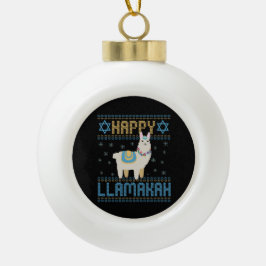 Happy Lamakah Funny Jewish Hanukkah Lama Geschenk Keramik Kugel-Ornament