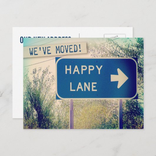 "Happy Lane" Änderung der Adresse Postkarten (Vorne/Hinten)
