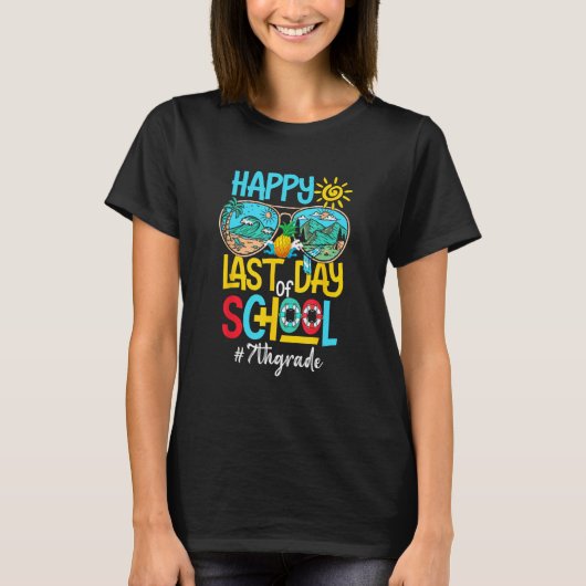 Happy Last Day Of School 7th Grade Summer Teacher T-Shirt (Vorderseite)