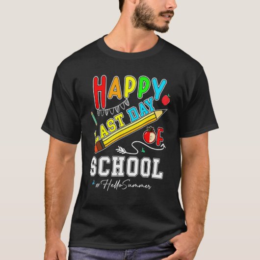 Happy Last Day Of School Hello Summer Teacher Stud T-Shirt (Vorderseite)
