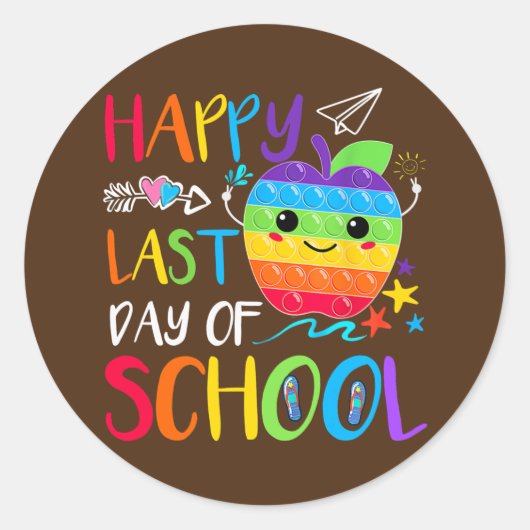Happy Last Day of School Lehrer Student Runder Aufkleber (Vorderseite)