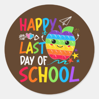 Happy Last Day of School Lehrer Student Runder Aufkleber