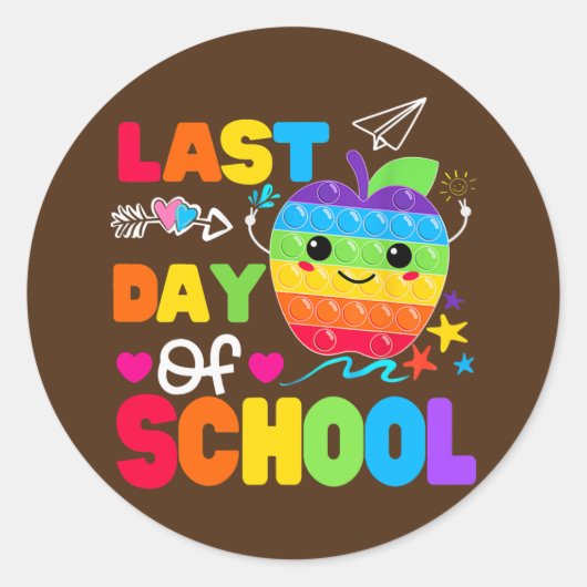 Happy Last Day of School Lehrer Student Runder Aufkleber (Vorderseite)