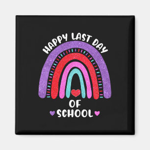 Happy Last Day of School Rainbow Hört Mädchen Kind Magnet