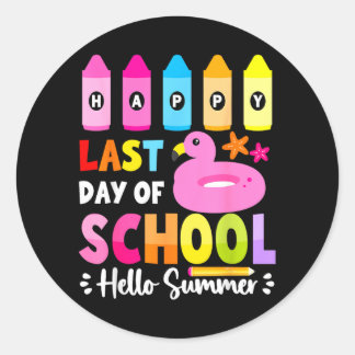 Happy Last Day of School Student Hello Summer 2025 Runder Aufkleber
