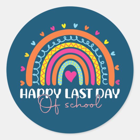 Happy Last Day of School Teacher Student Runder Aufkleber (Vorderseite)