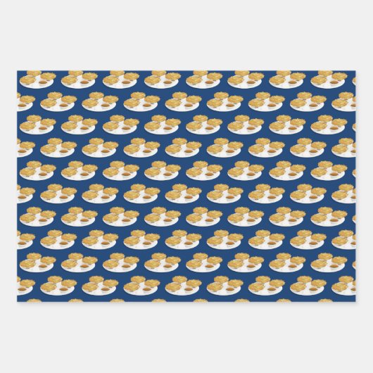 Happy Latkes Apple Sauce sour Cream Hanukkah Geschenkpapier Set (Vorderseite 3)