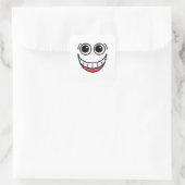 Happy Laughing Funny Comic Cartoon Face Quadratischer Aufkleber (Tasche)