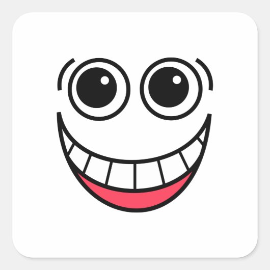 Happy Laughing Funny Comic Cartoon Face Quadratischer Aufkleber (Vorderseite)
