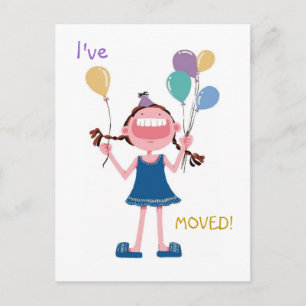 Happy Laughing Girl Woman Änderung der Adresse Ankündigungspostkarte