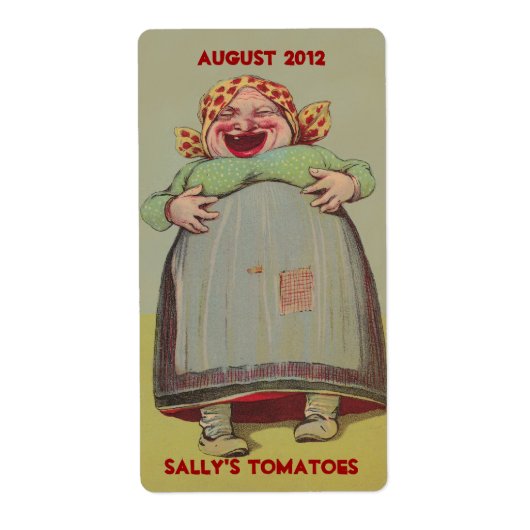 Happy Laughing Lady Zuhause Canning Brauetiketten (Vorne)